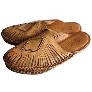 Mohinders Diamond Slides Honey Tan Leather Womens 12 Handmade India Slip On Boho